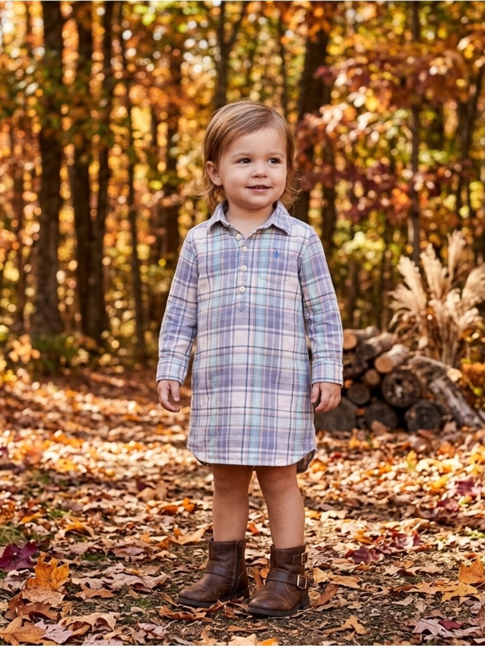 Polo Ralph Lauren Toddler Girls Pastel Plaid Popover Shirt Dress